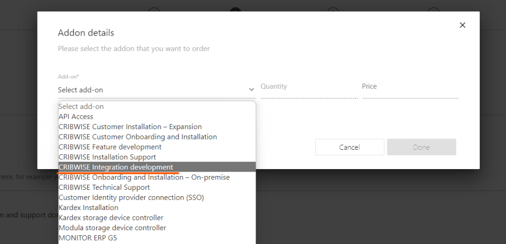 Screenshot of Customer Management Portal